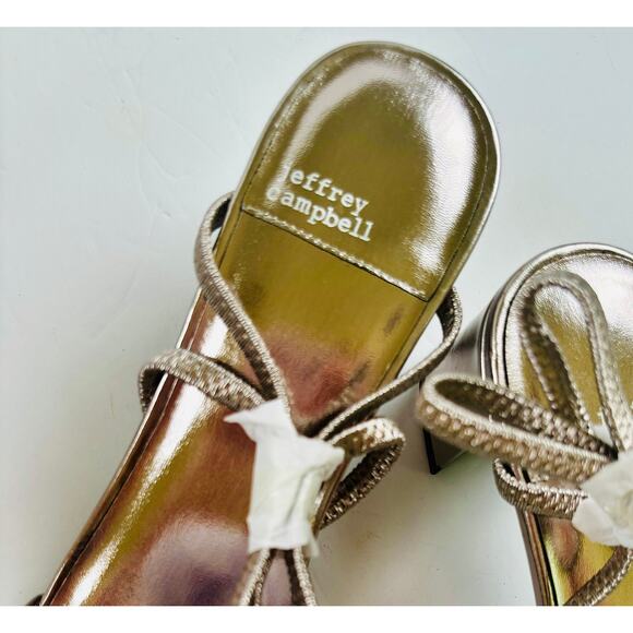 Jeffery Campbell Shoes Adapt Block Heel Sandals Pewter Women 9.5 New Dressy - Picture 8 of 9